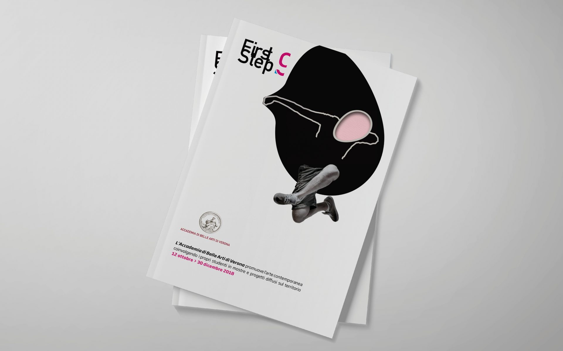 dettaglio di copertina della brochure First step 9 di Accademia belle arti Verona, progettata dallo studio di comunicazione Diade studio, vincitore del contest