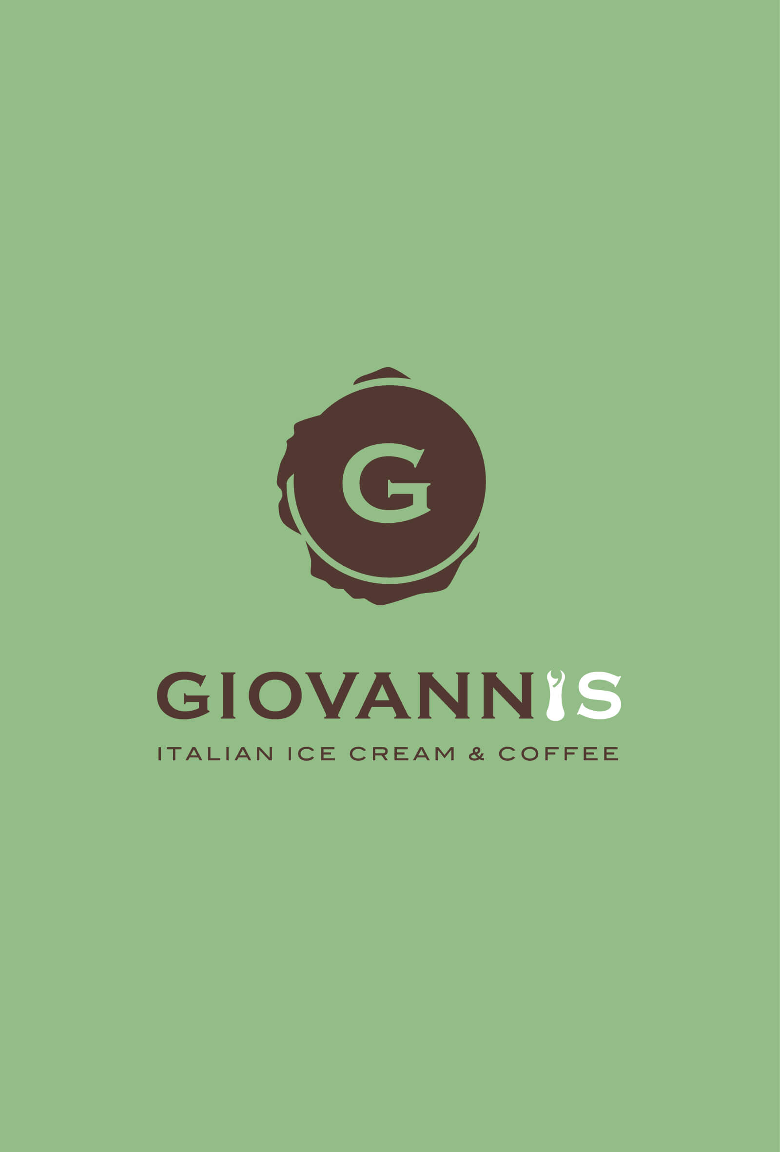 progetto del marchio e immagine coordinata per gelateria -giovanni- realizzato dallo studio grafico diadestudio