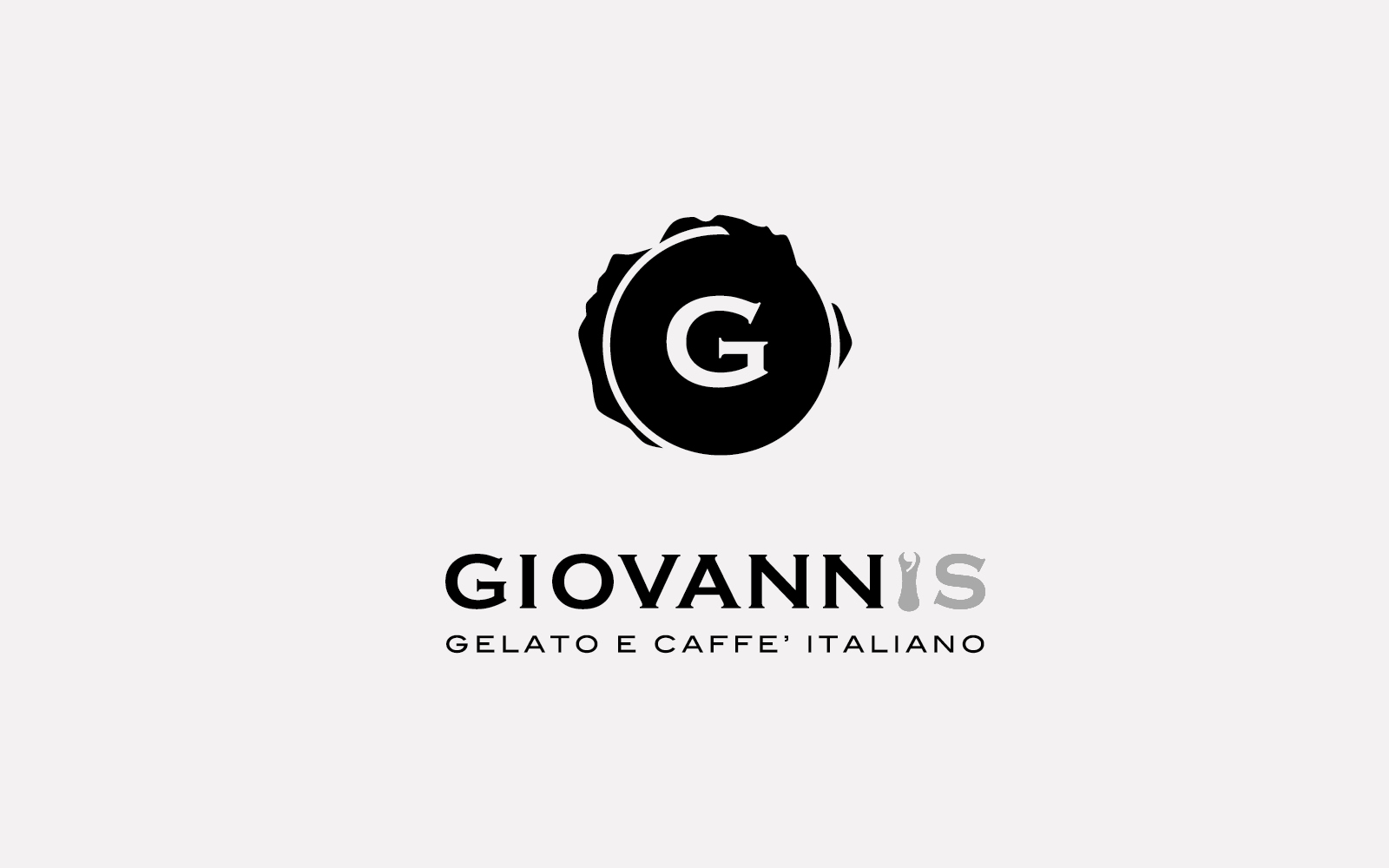 progetto del marchio giovannis gelateria, versione moncolore, progetto diadestudio agenzia di comunicazione arco di trento