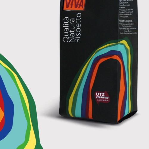 dettaglio sacchetto caffè terraviva, progetto grafico agenzia di comunicazione diadestudio arco di trento