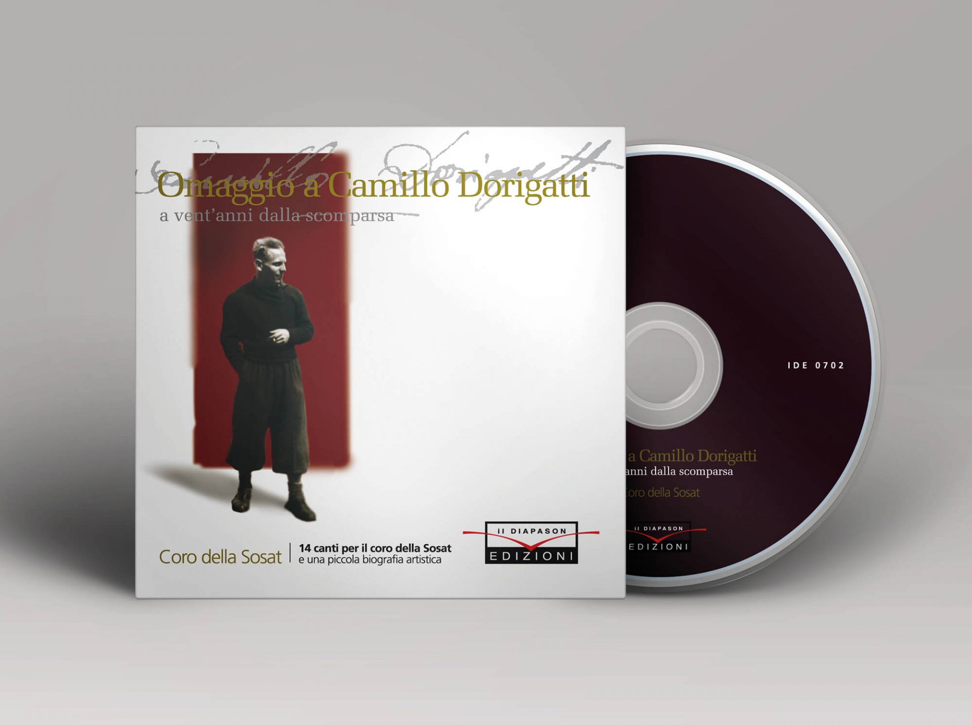 progetto grafico per la personalizzazione di label cd musicale e box custodia nei toni del rosso e del bianco