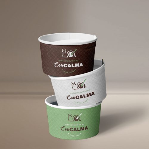 coppette gelato personalizzate con logo gelateria, progetto grafico del packaging alimentare diadestudio immagine e comunicazione arco trento