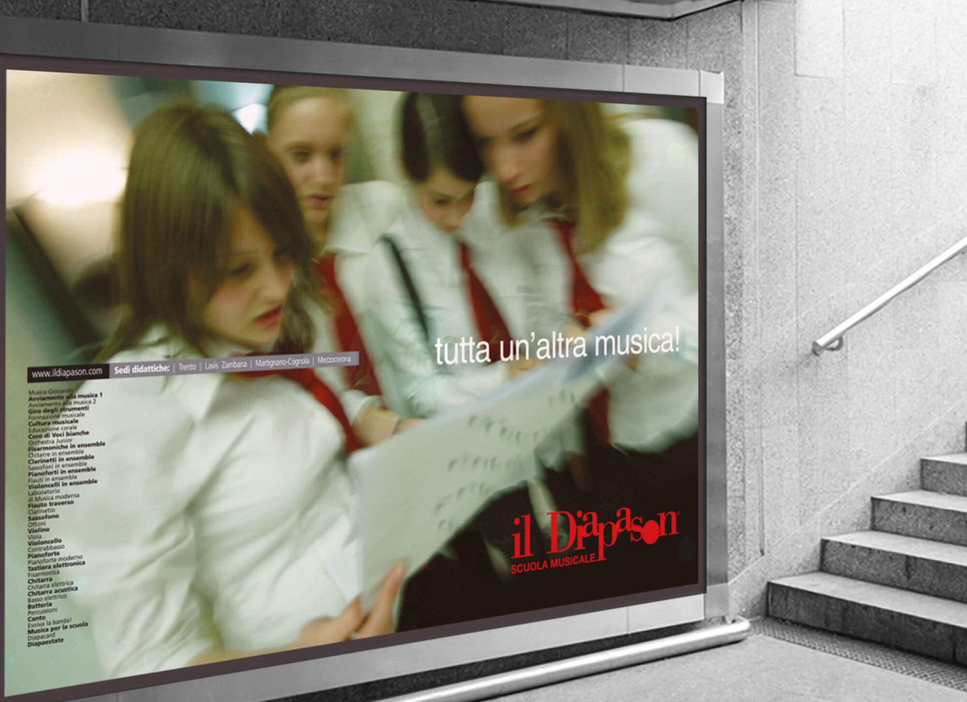 progetto grafico per manifesto affissioni campagna iscrizioni scuola musicale il diapason trento