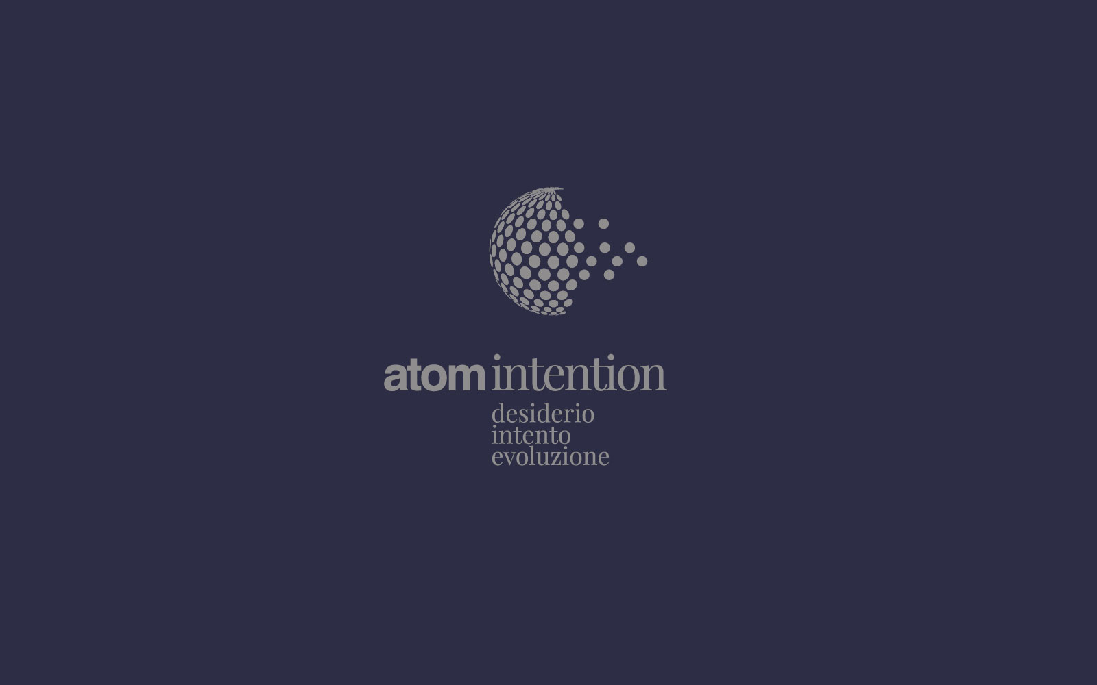 design del logo per azienda di formazione aziendale atom intention. Dettaglio del logo rappresentato in versione negativa. Design diadestudio arco di trento