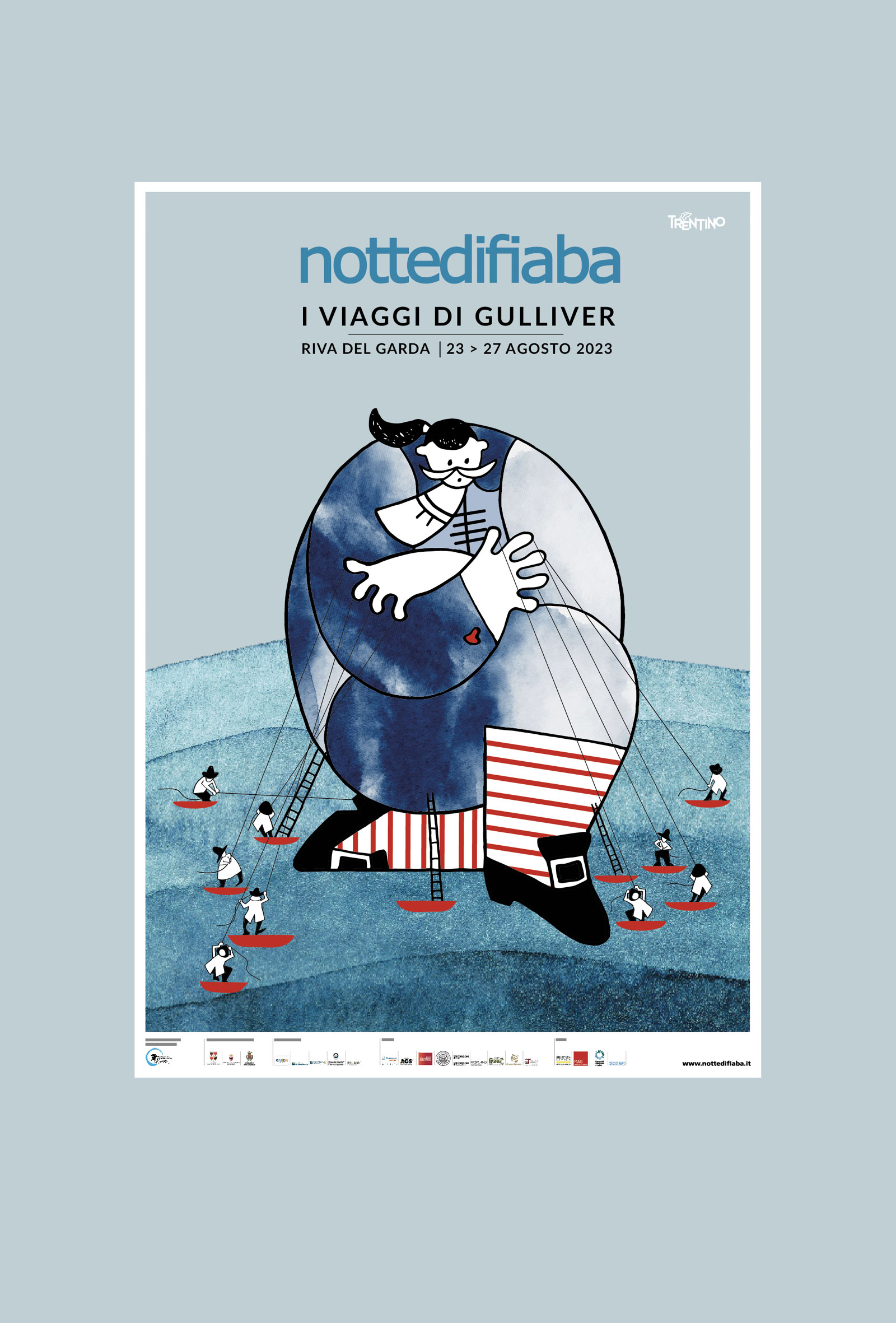 manifesto ufficiale notte di fiaba edizione 2023. Illustrazione e deisgn diadestudio arco trento